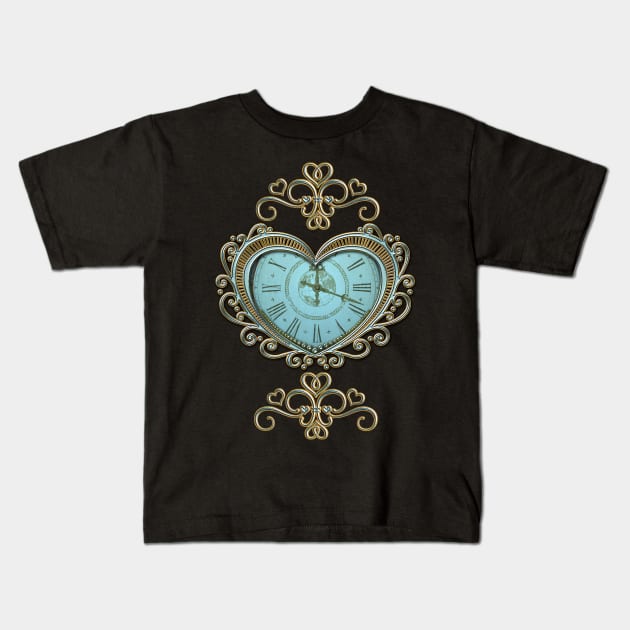 Wonderful steampunk heart with clocks and gears Kids T-Shirt by Nicky2342